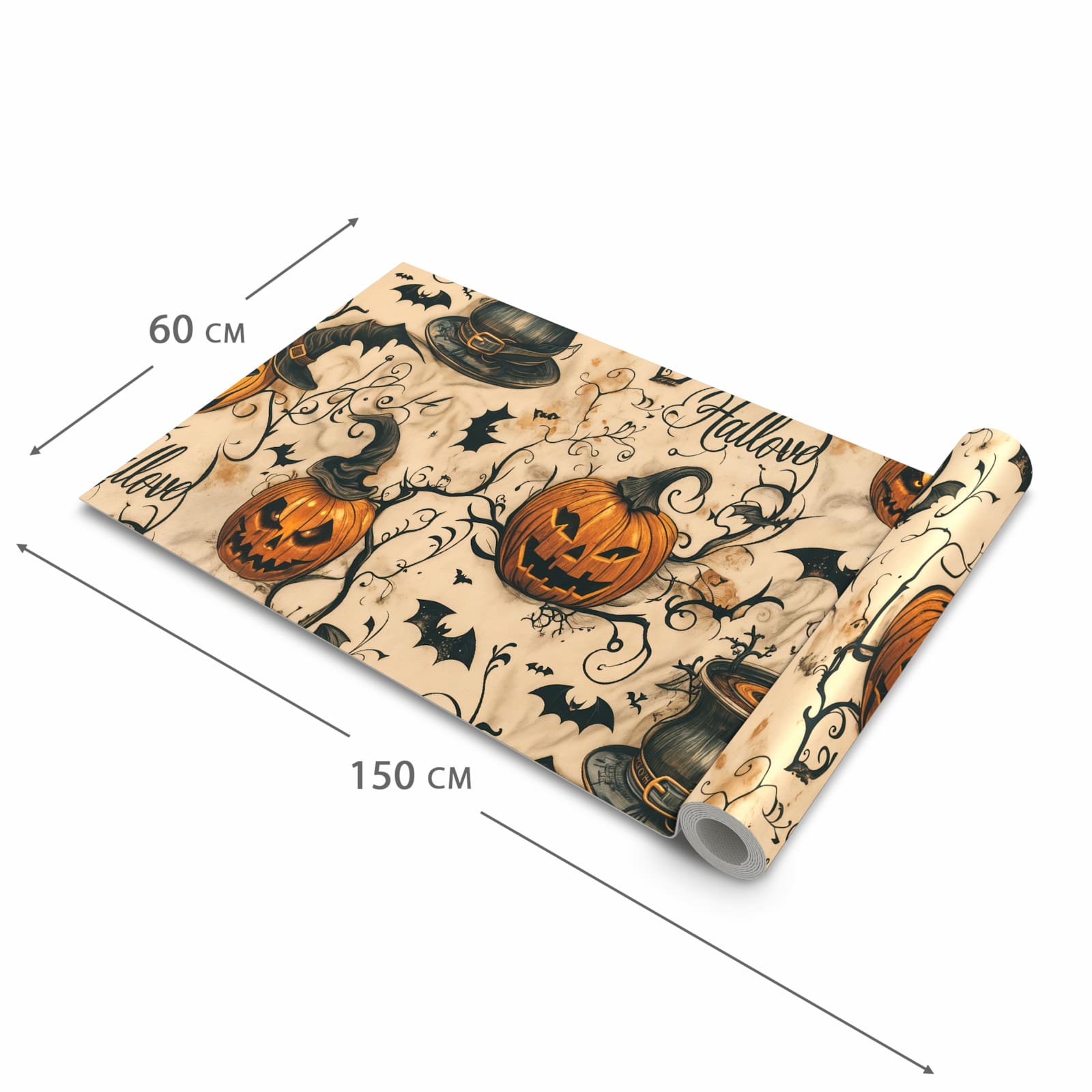 Küchenläufer mit Motiv Halloween Kürbisse in der Grösse 90x180 cm für Ordnung