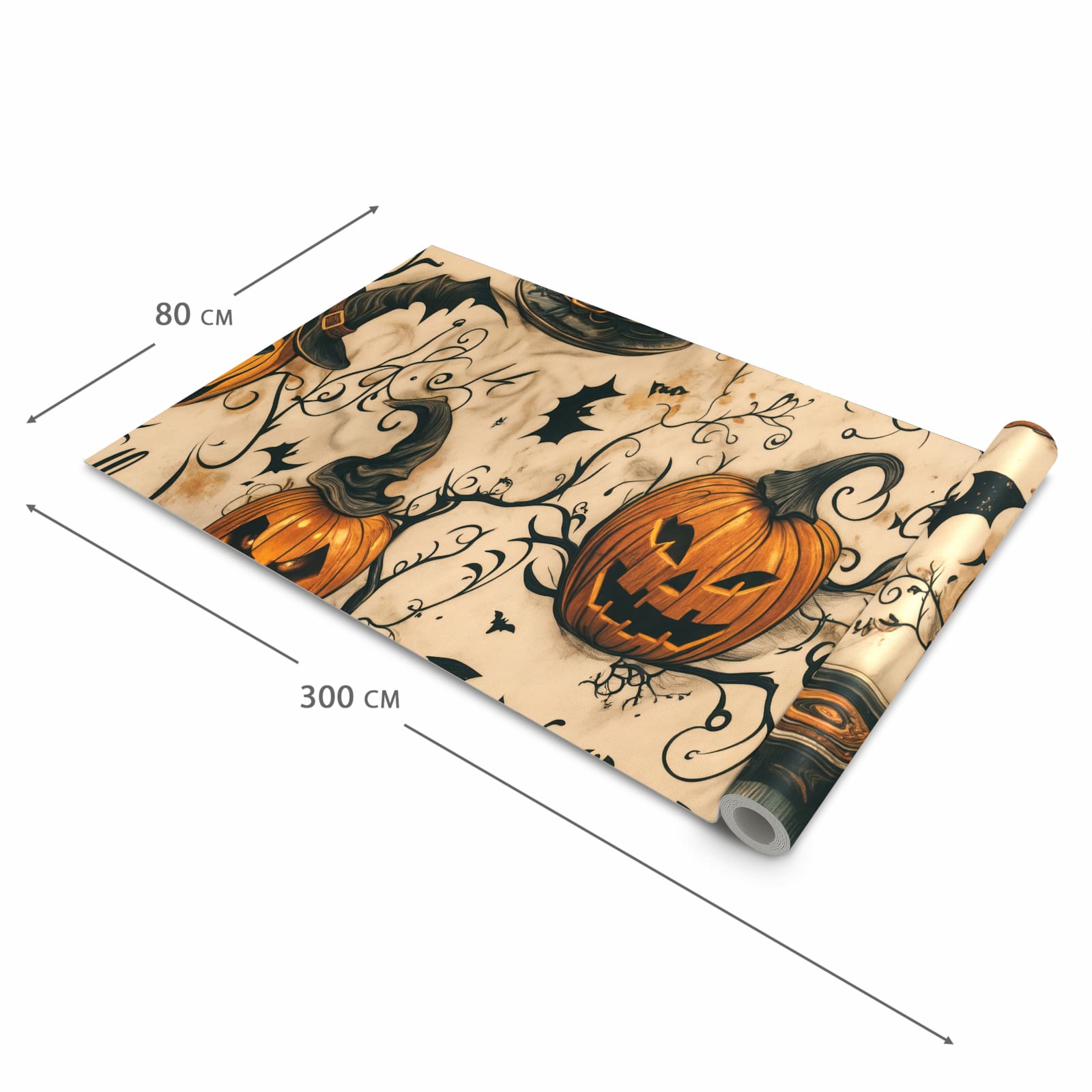 Waschbarer Küchenläufer mit Motiv Halloween Kürbisse in der Grösse 90x240 cm für Trittkomfort