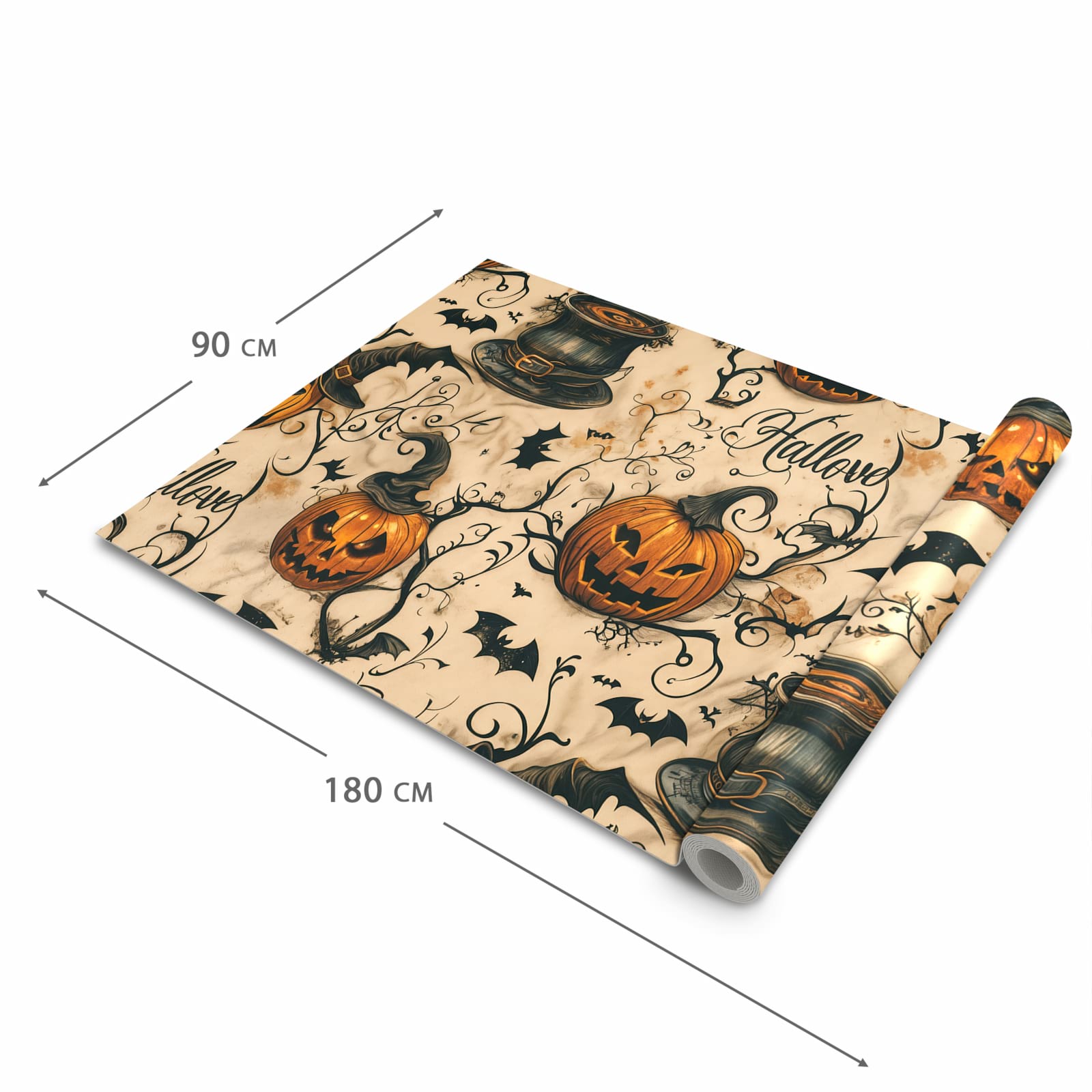 Wasserabweisender waschbarer Küchenläufer mit Motiv Halloween Kürbisse in der Grösse 90x240 cm