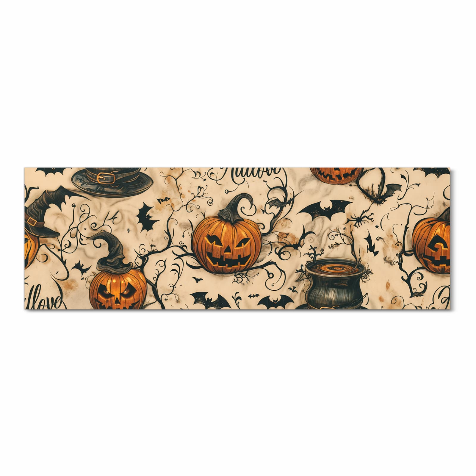 UV-beständiger waschbarer Küchenteppich mit Motiv Halloween Kürbisse in Frontansicht