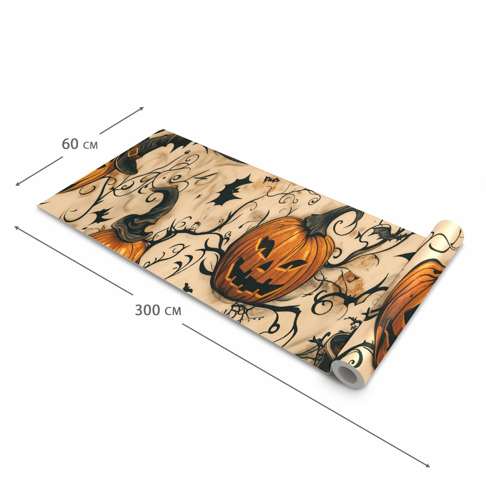 Küchenvorleger mit Motiv Halloween Kürbisse in der Grösse 90x180 cm für sichere Aufbewahrung