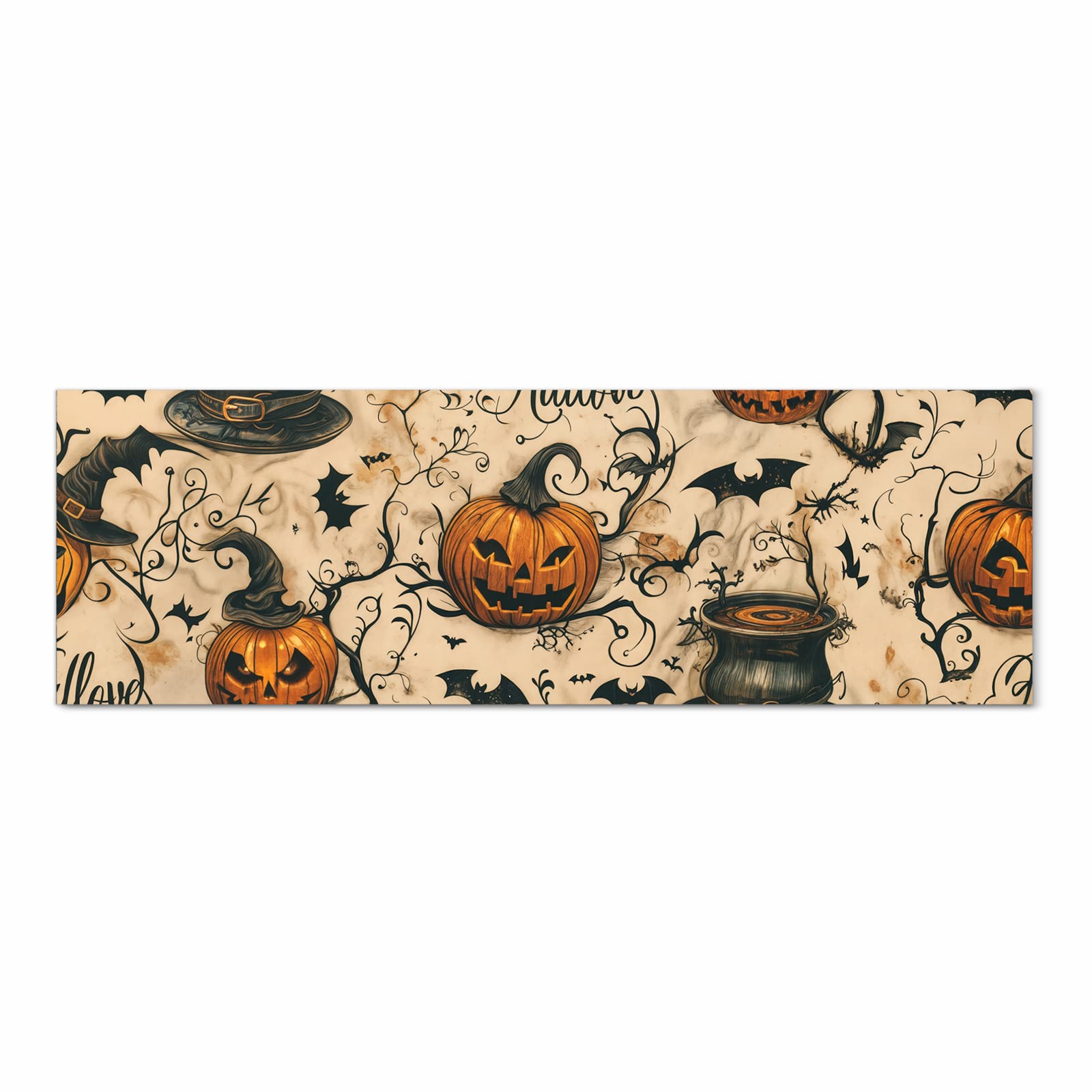 Geruchsneutraler Küchenläufer mit Motiv Halloween Kürbisse in Frontansicht