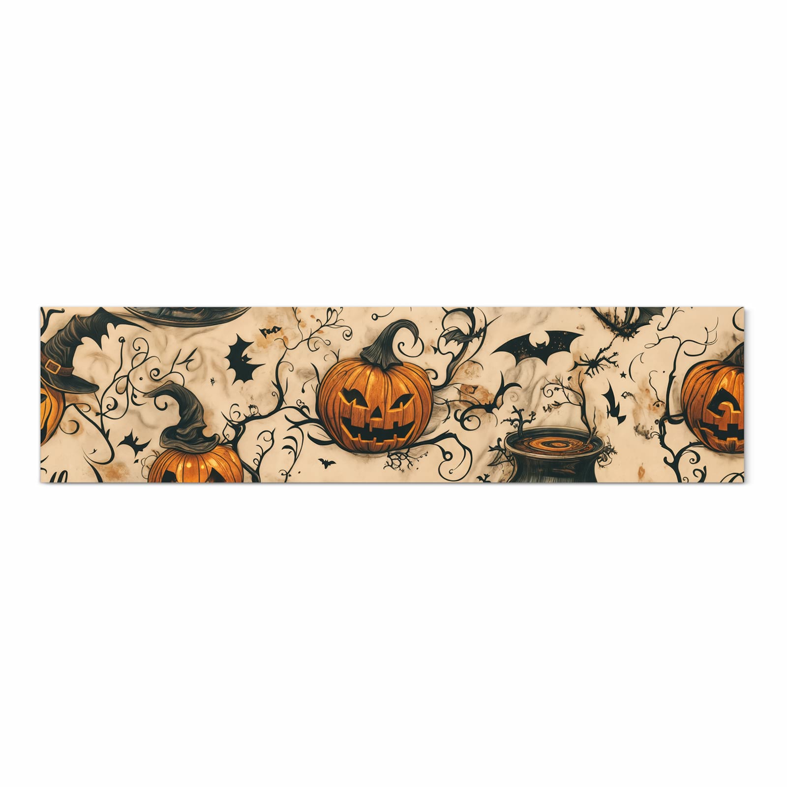 Großer Küchenteppich mit Motiv Halloween Kürbisse in Frontansicht für optimalen Trittkomfort