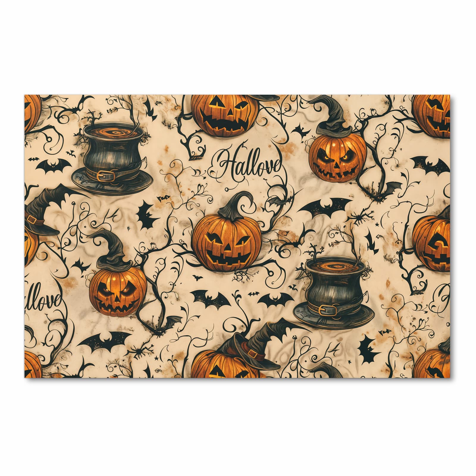 Schmutzabweisender Küchenläufer mit Motiv Halloween Kürbisse in Frontansicht