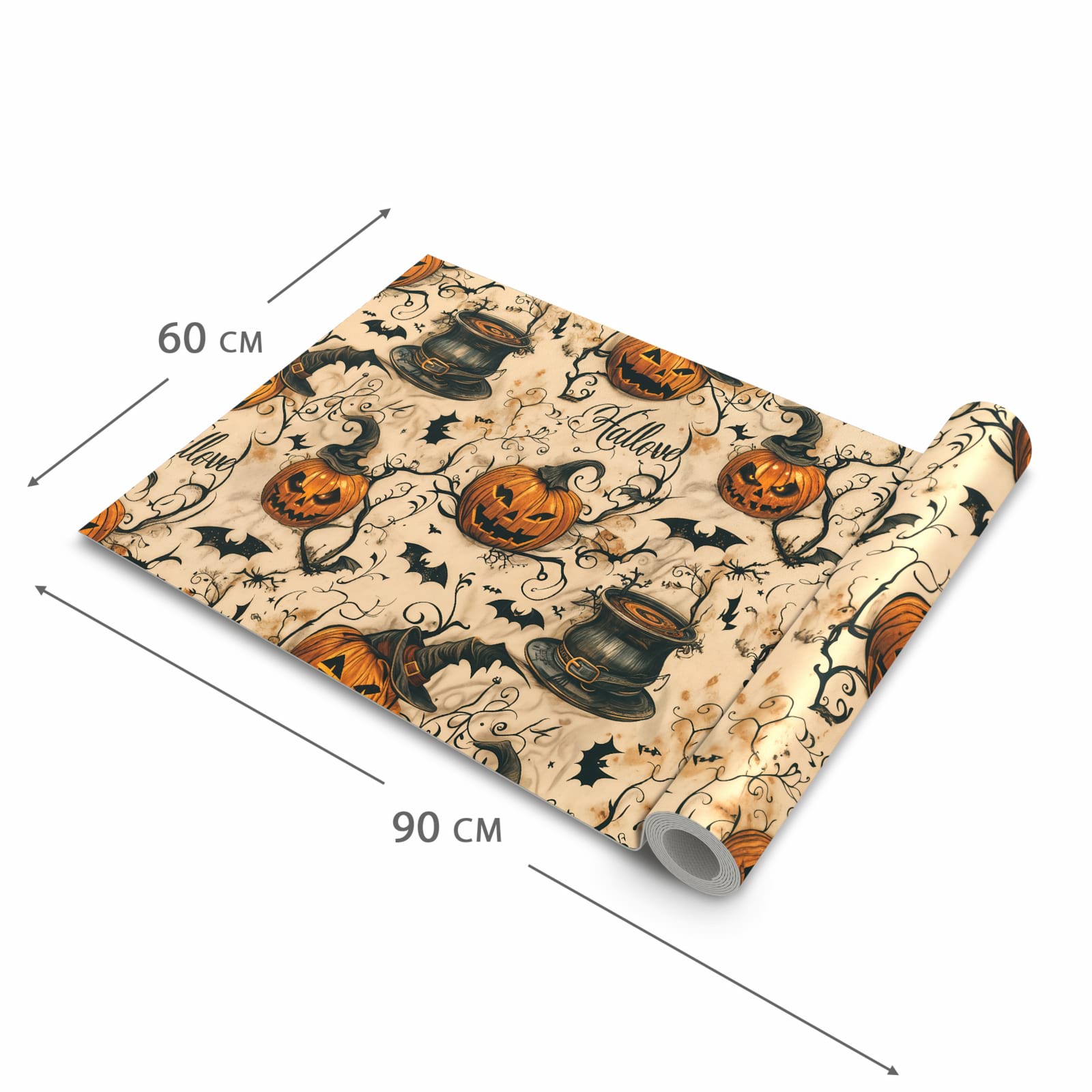 Zeitsparender waschbarer Küchenteppich mit Motiv Halloween Kürbisse in der Grösse 90x180 cm