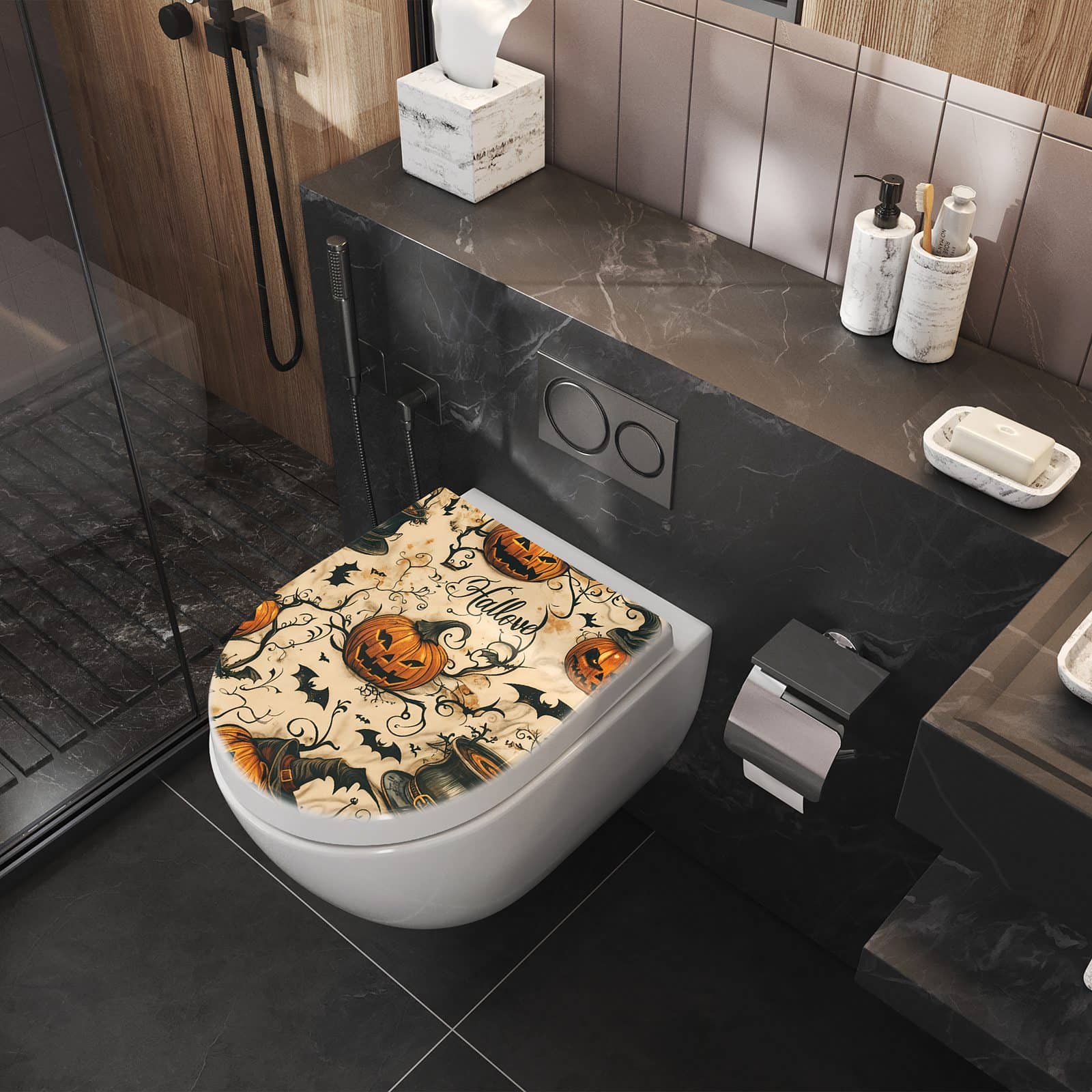 WC-Sitz mit Absenkautomatik Halloween Kürbisse