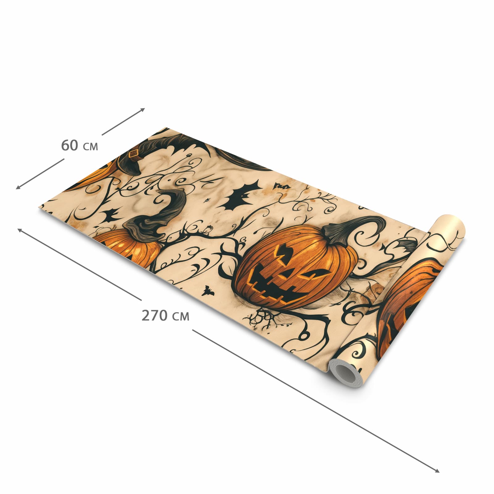 Formstabiler Küchenläufer mit Motiv Halloween Kürbisse in der Grösse 90x180 cm