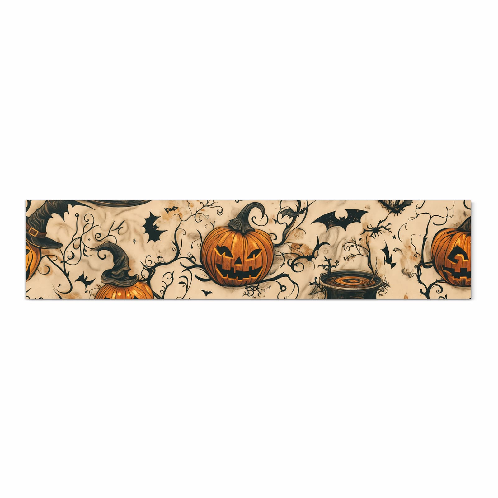 Wasserabweisender rutschfester Küchenteppich mit Motiv Halloween Kürbisse in Frontansicht