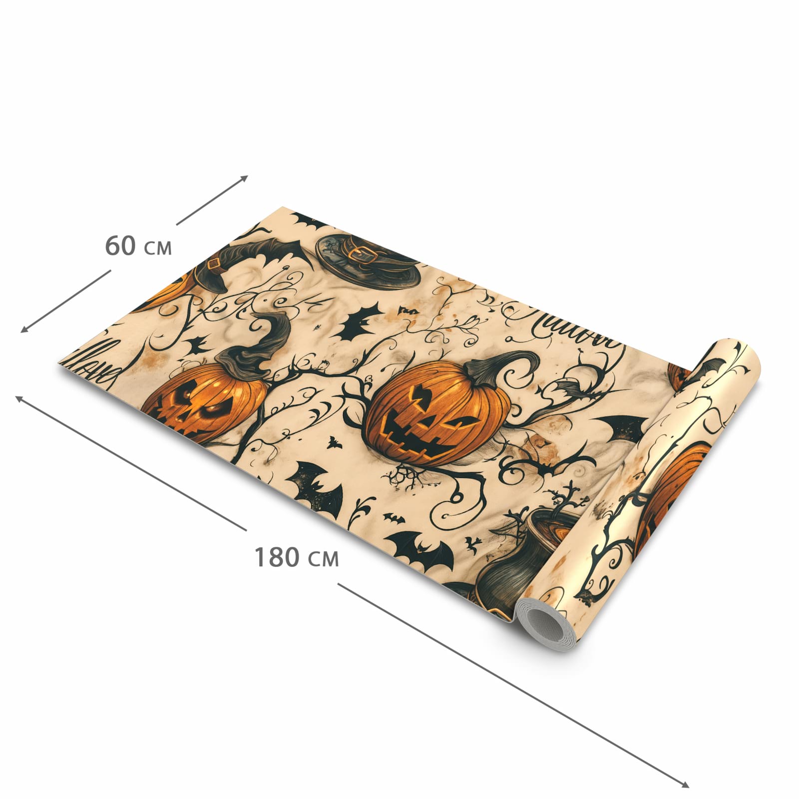 Bodenschonender Küchenläufer mit Motiv Halloween Kürbisse in der Größe 90x180 cm