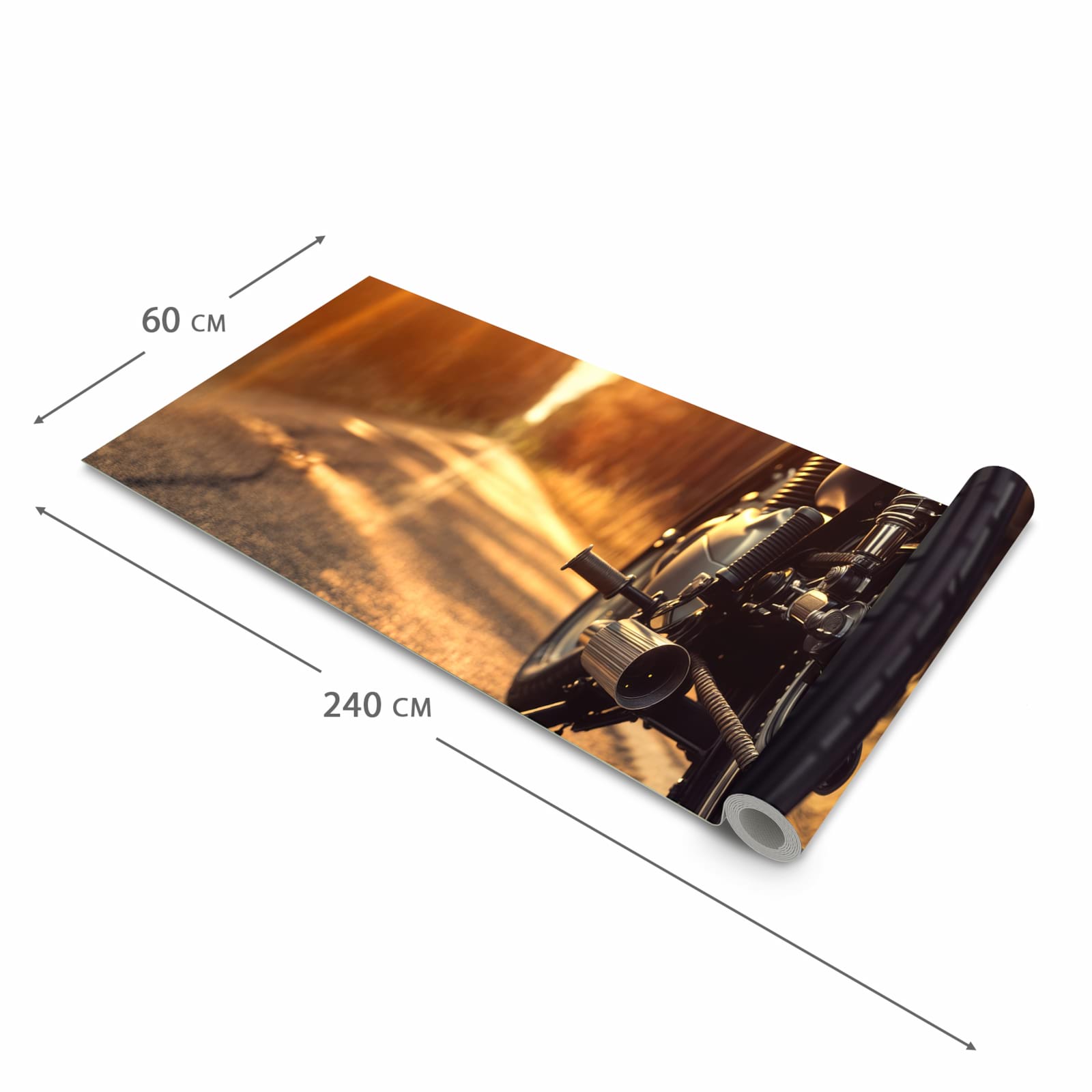 Komfortabler moderner Küchenläufer mit Motiv Motorradsonne in der Grösse 90x180 cm