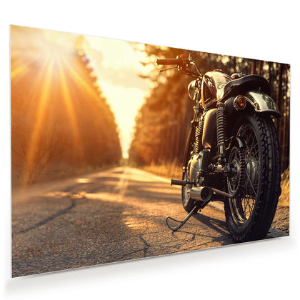 Wandbild mit dem Motiv Motorrad im Gegenlicht