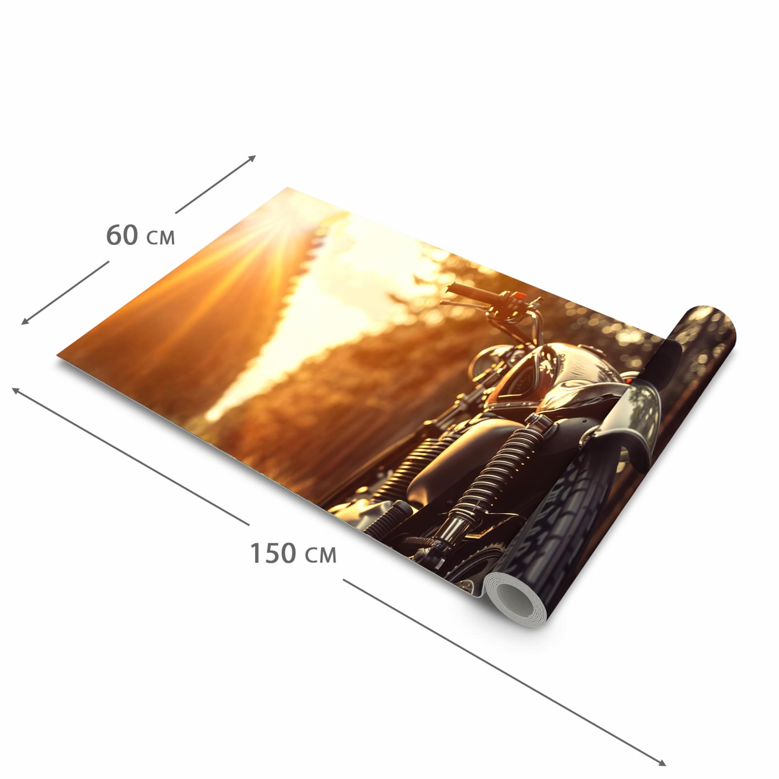 Flacher Küchenläufer nach Maß mit Motiv Motorradsonne in der Größe 90x180 cm