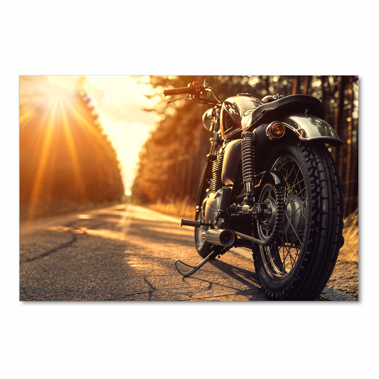 Bodenschonender Bodenläufer Teppich mit Motiv Motorradsonne in Frontansicht