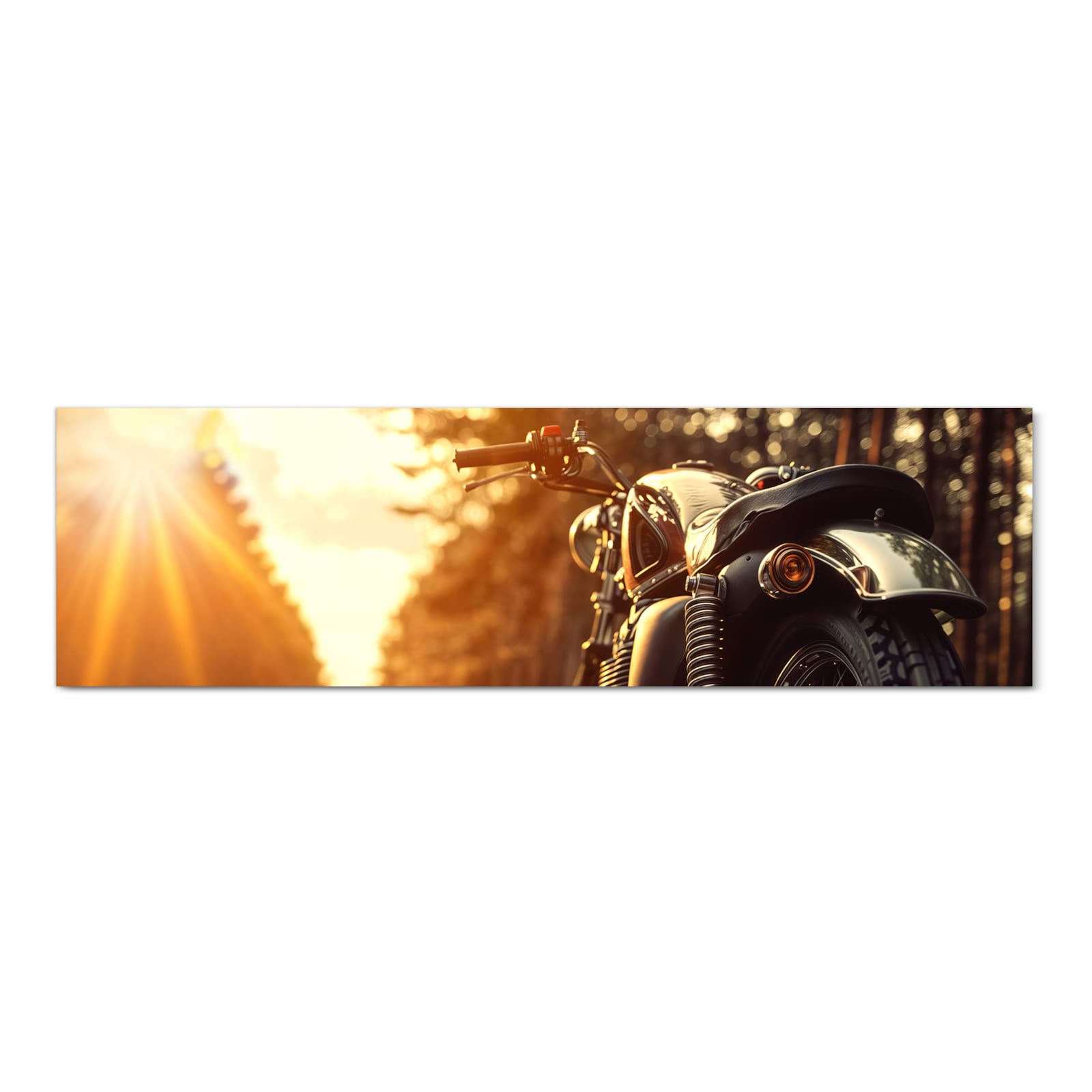 Formstabiler waschbarer Küchenteppich mit Motiv Motorradsonne in Frontansicht