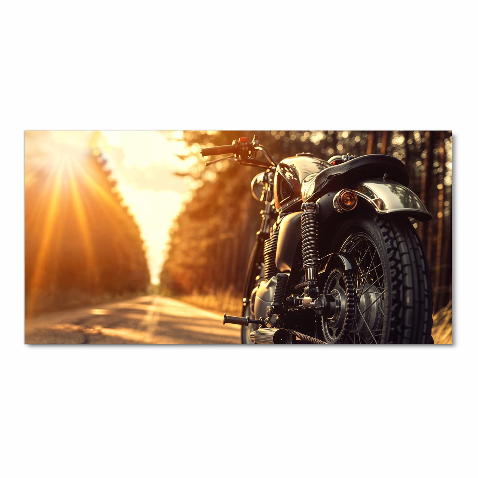 Waschbarer rutschfester Küchenteppich mit Motiv Motorradsonne in Frontansicht