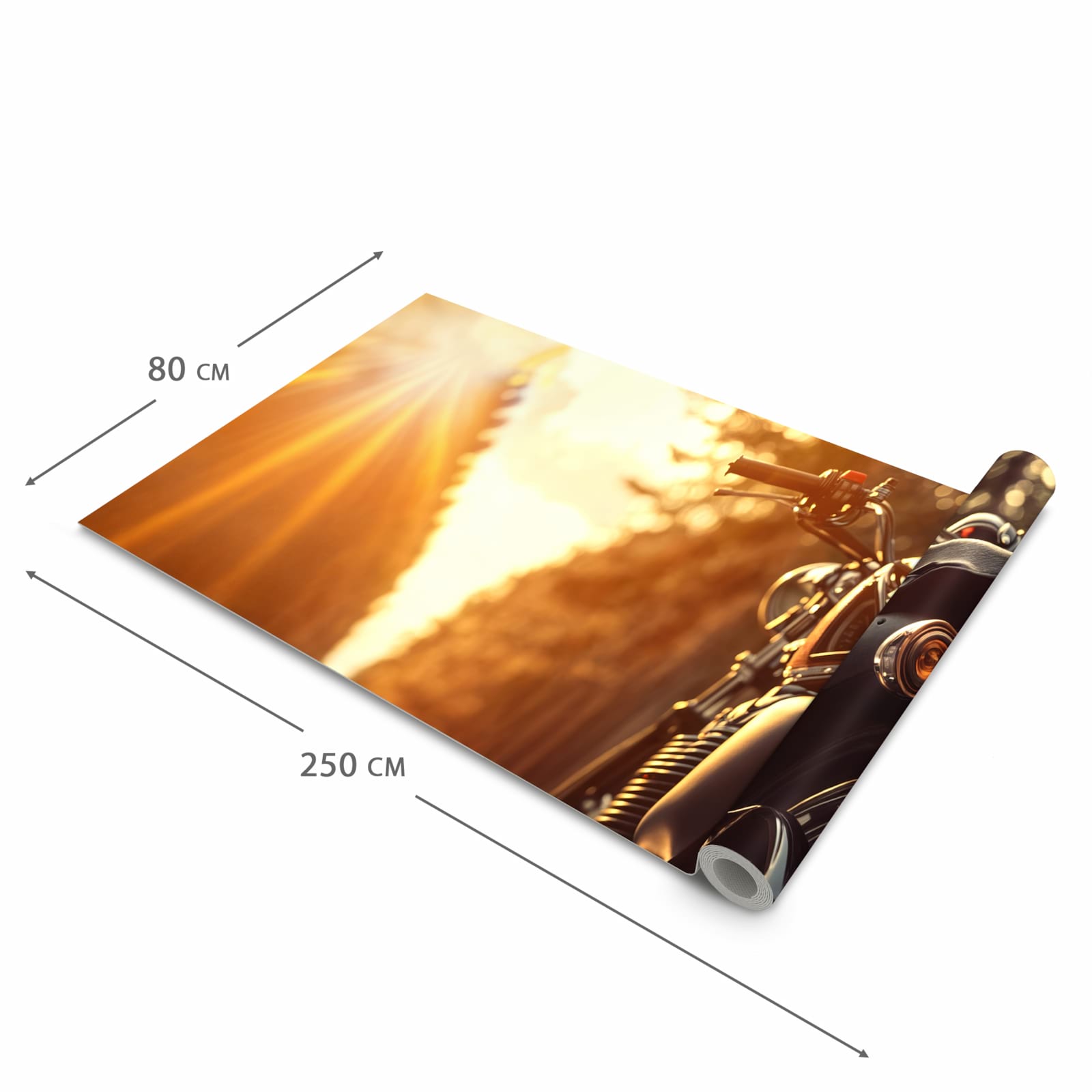 Strapazierfähiger Küchenteppich mit Motiv Motorradsonne in der Grösse 90x180 cm