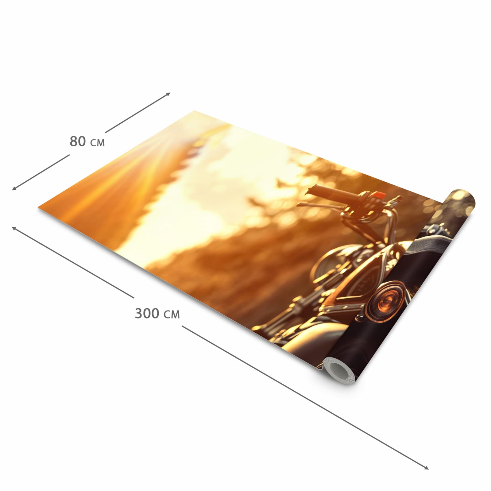 Langlebiger Teppich für die Küche mit Motiv Motorradsonne in der Grösse 90x180 cm