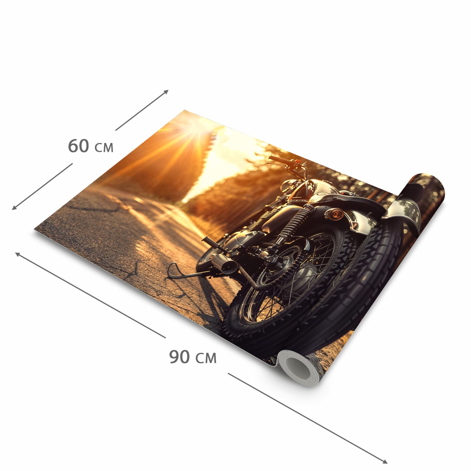 Küchenteppich mit Motiv Motorradsonne in der Grösse 90x180 cm für angenehme Haptik