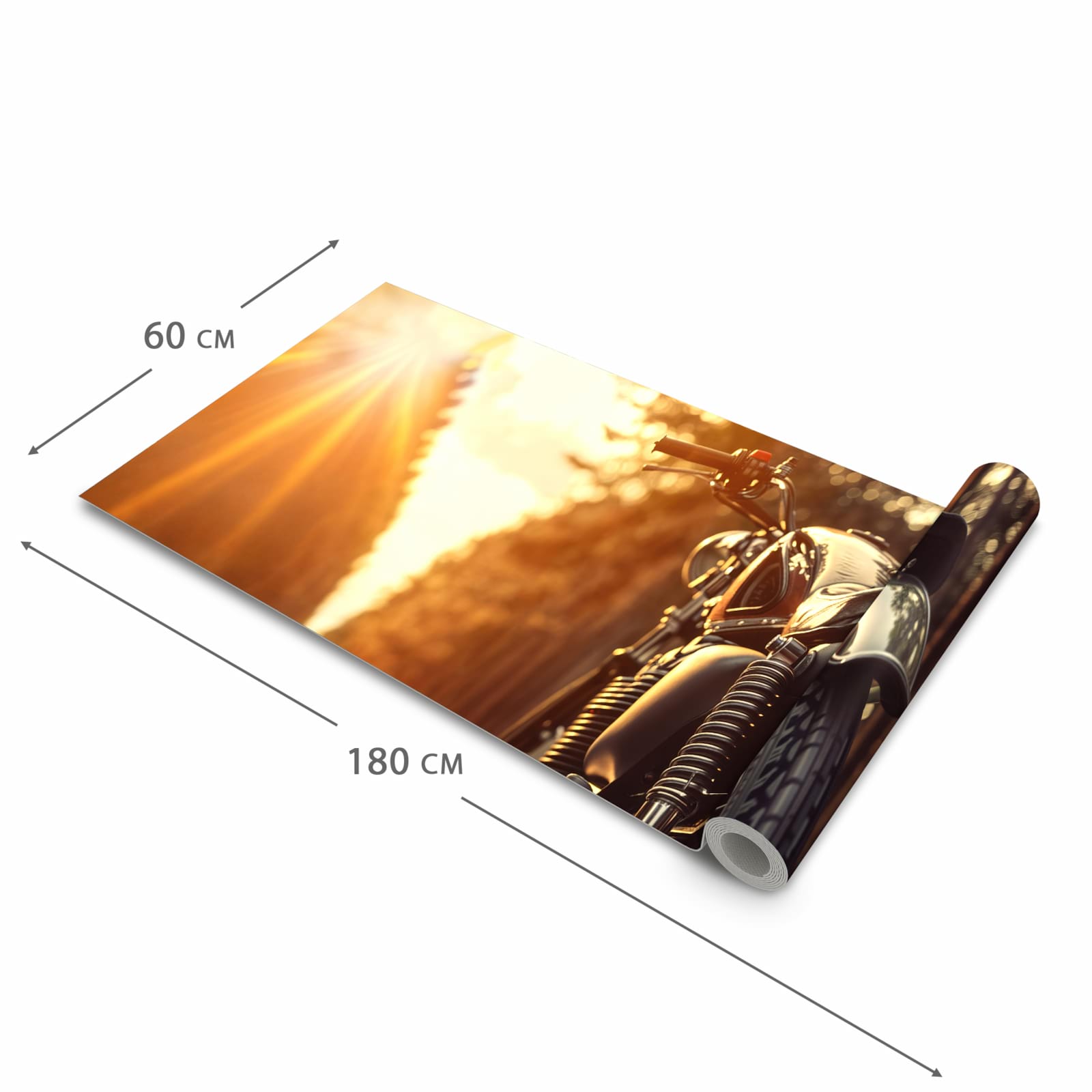 Pflegeleichter Küchenläufer mit Motiv Motorradsonne in der Grösse 90x180 cm zum Waschen
