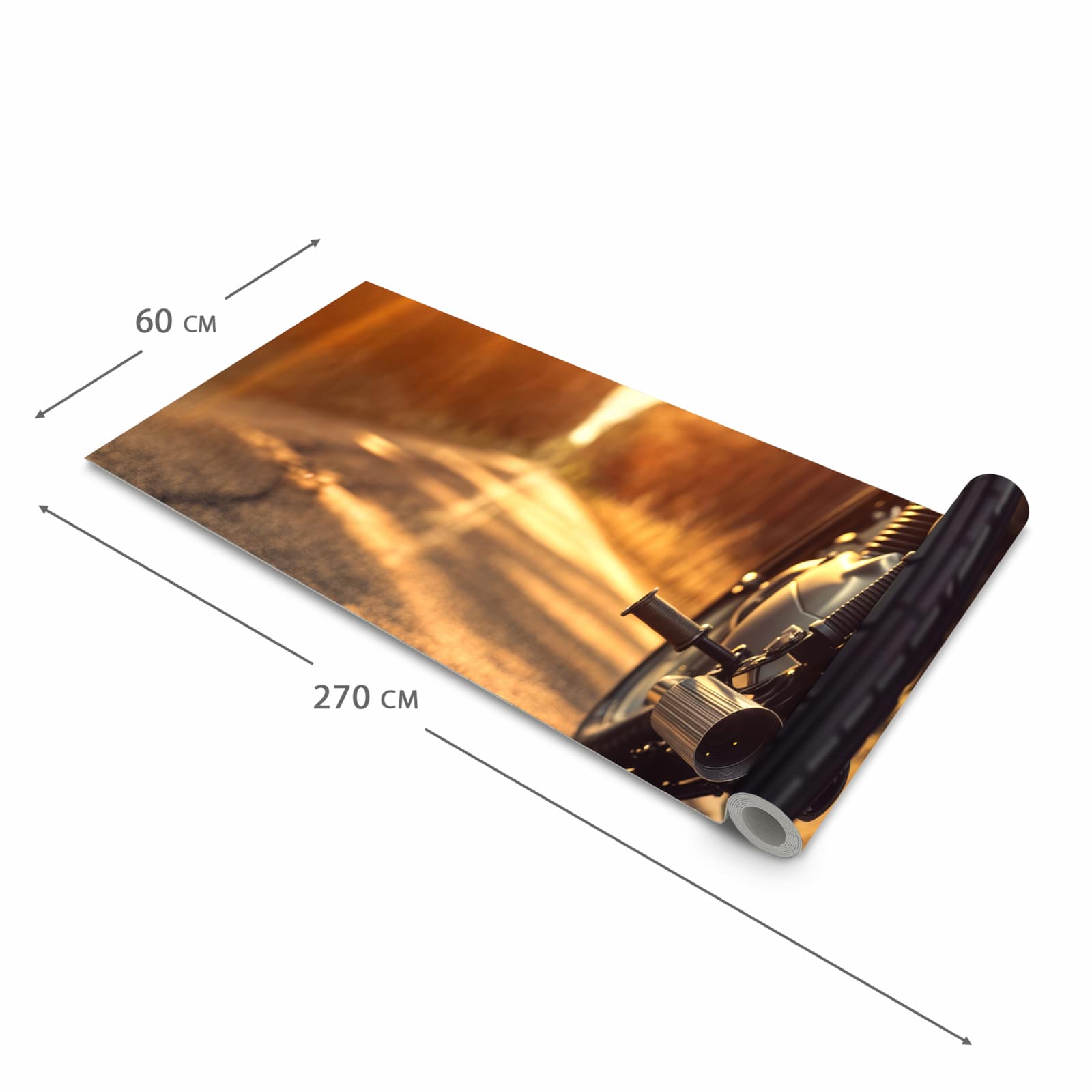 Rutschfester abwaschbarer Küchenläufer mit Motiv Motorradsonne in der Größe 90x180 cm