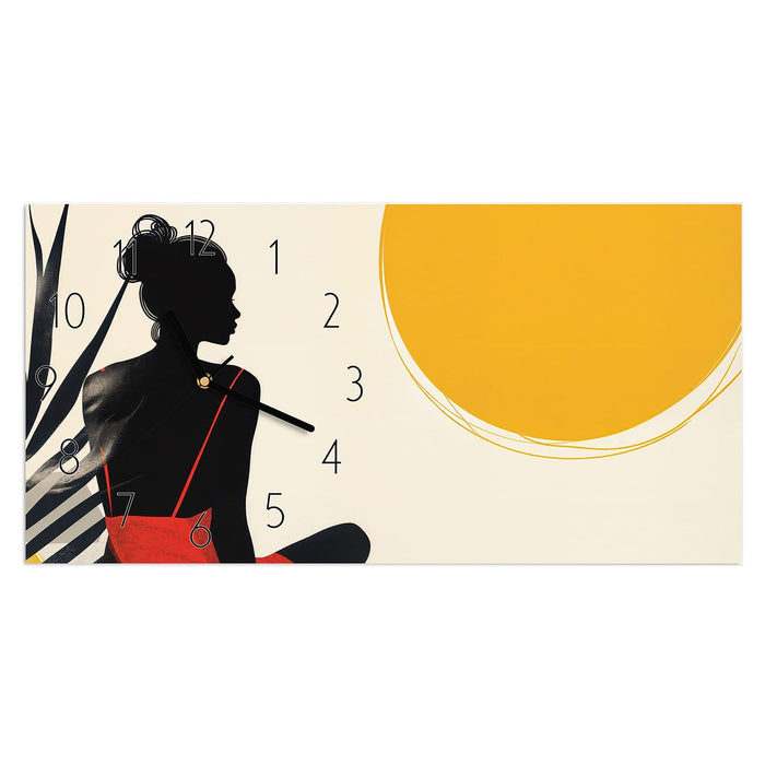 Wanduhr Sanfte Sonnenbaden aus Glas – Querformat 60 × 30 cm mit Ziffernblatt Elegant