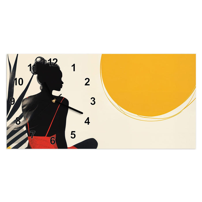 Wanduhr Sanfte Sonnenbaden aus Glas – Querformat 60 × 30 cm mit Ziffernblatt Modern
