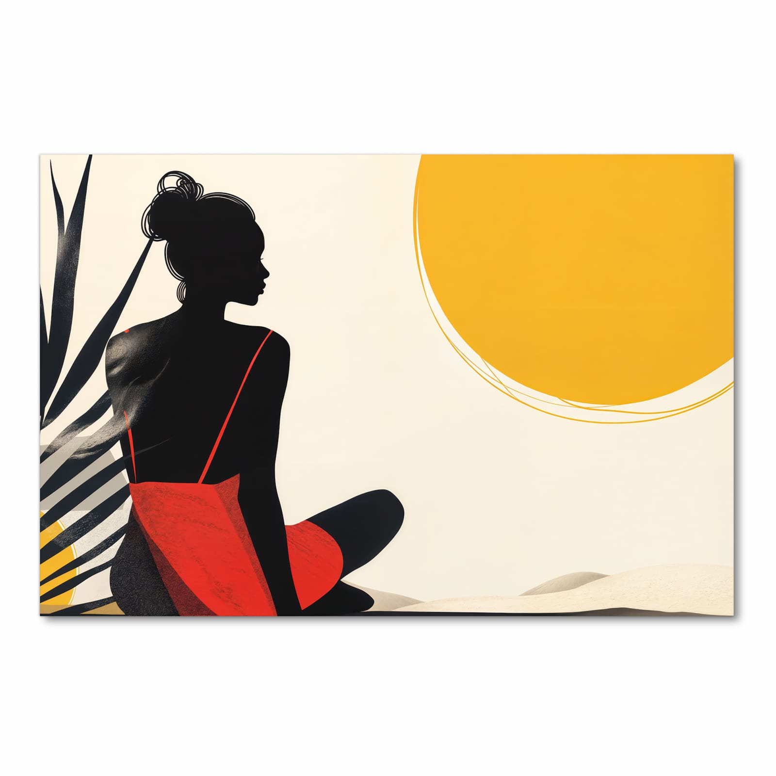 Rutschhemmender waschbarer Küchenläufer mit Motiv Sanfte Sonnenbaden in Frontansicht