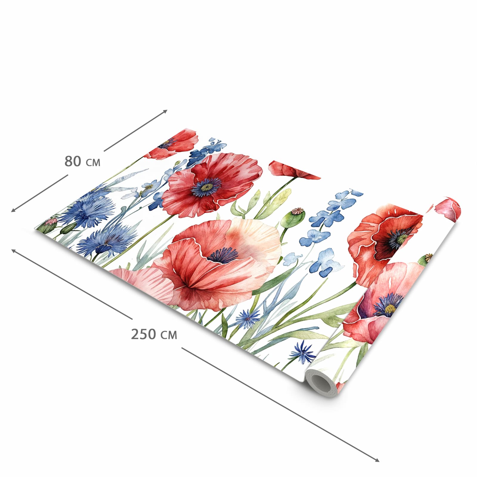 Langlebiger Küchenteppich mit Motiv Blumenwiese Kunstvoll in der Grösse 80x300 cm