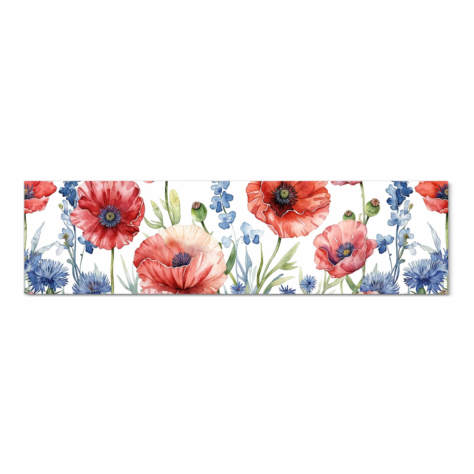 Wasserabweisender Küchenläufer mit Motiv Blumenwiese Kunstvoll in Frontansicht