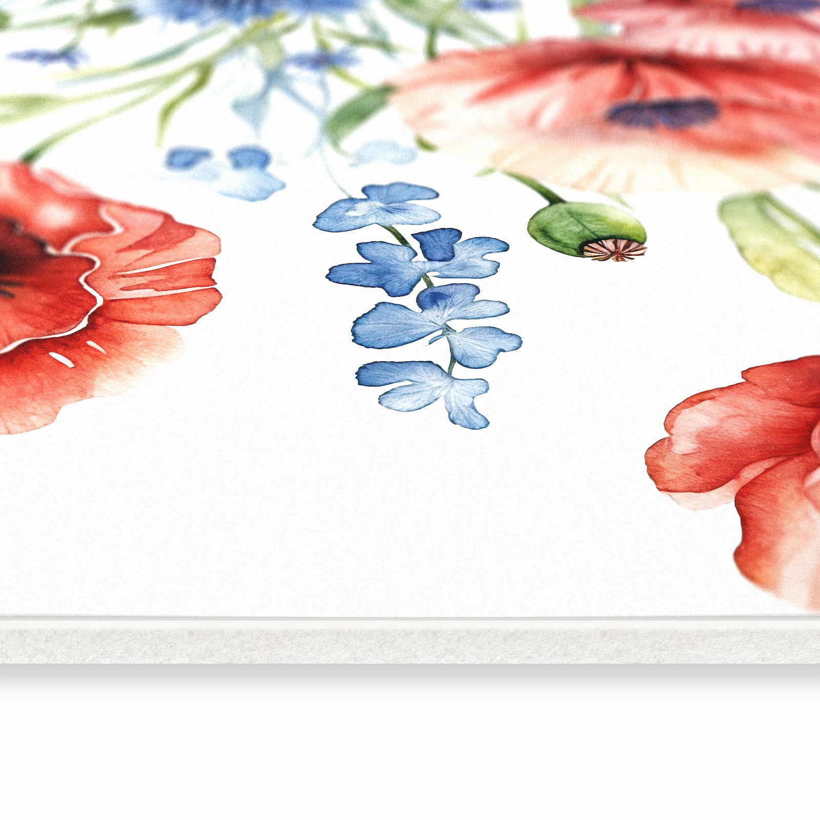 Langlebiger Läufer für die Küche mit Motiv Blumenwiese Kunstvoll in seitlicher Ansicht