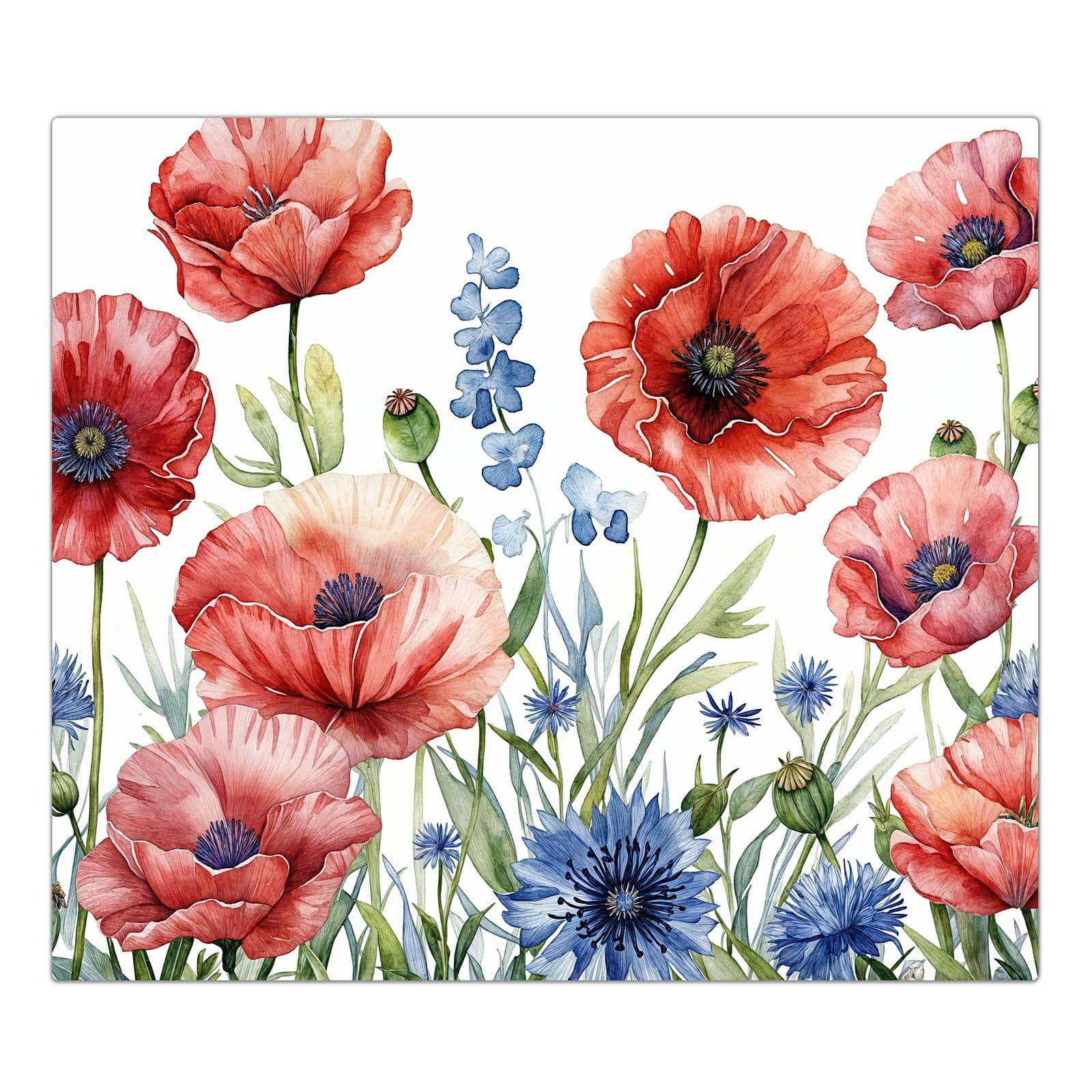 1-teilige Herdabdeckung für Induktionsfeld mit Blumenwiese Kunstvoll-Motiv in der Frontansicht #grösse_1-Teilig (60x52cm)