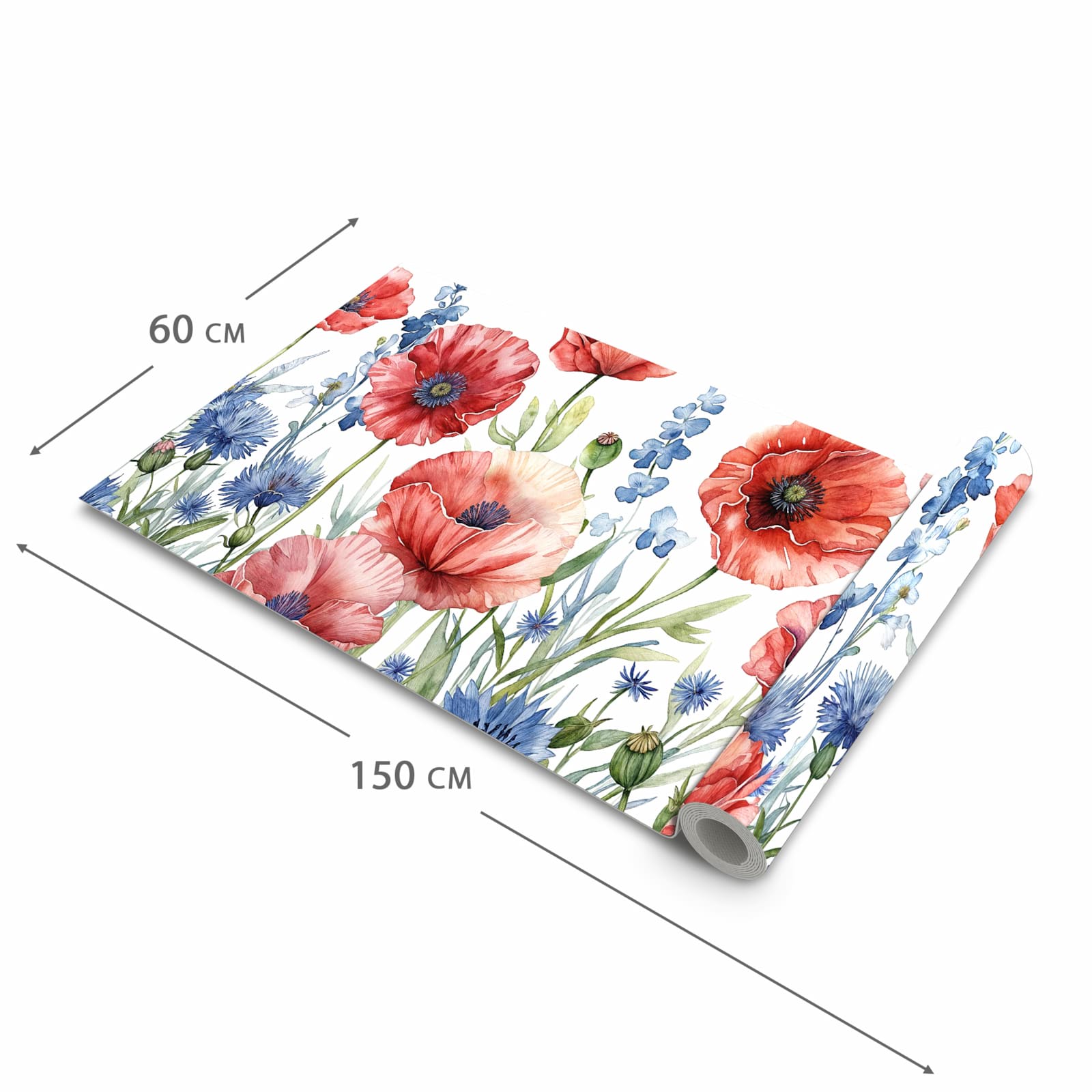 Komfortabler rutschfester Teppich mit Motiv Blumenwiese Kunstvoll in der Grösse 80x300 cm