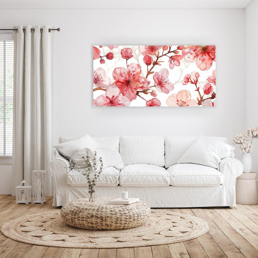 Maße Wandbild - Kirschblüten in Aquarell - Querformat