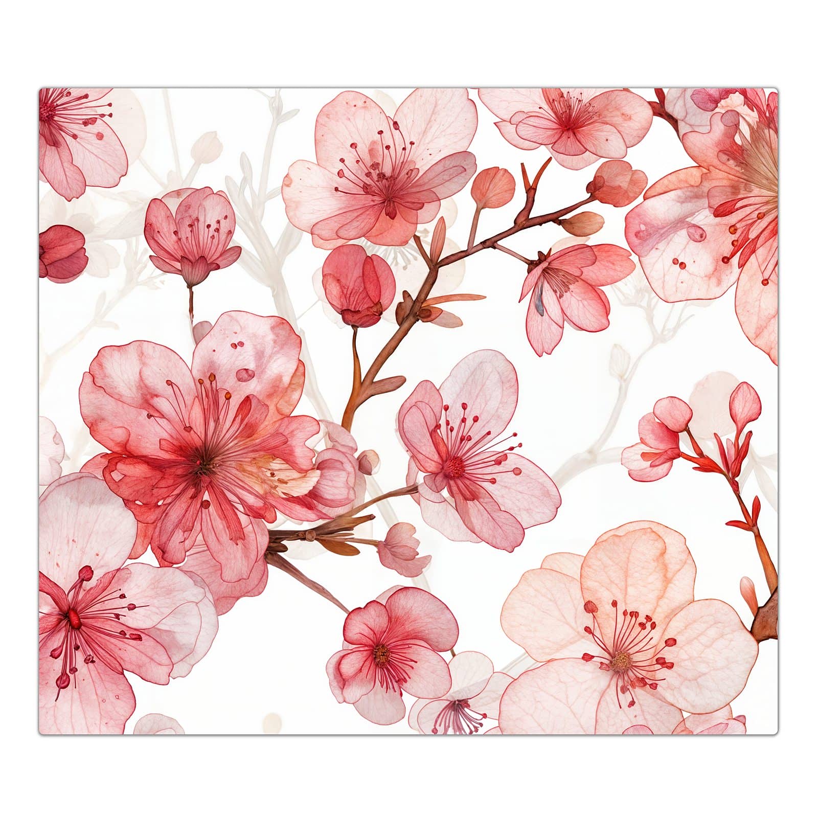 1-teilige Herdabdeckung für Induktionsfeld mit Blumenmuster Blüten-Motiv in der Frontansicht #grösse_1-Teilig (60x52cm)
