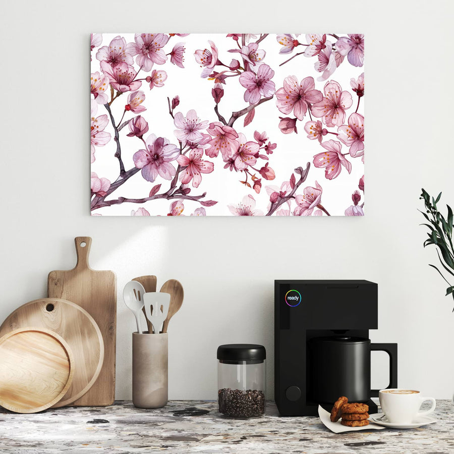 Maße Metall Magnettafel - Kirschblüten auf Weiß