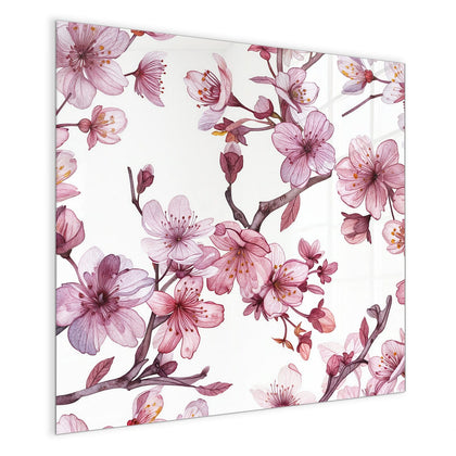 Magnettafel mit dem Motiv Kirschblüten auf Weiß