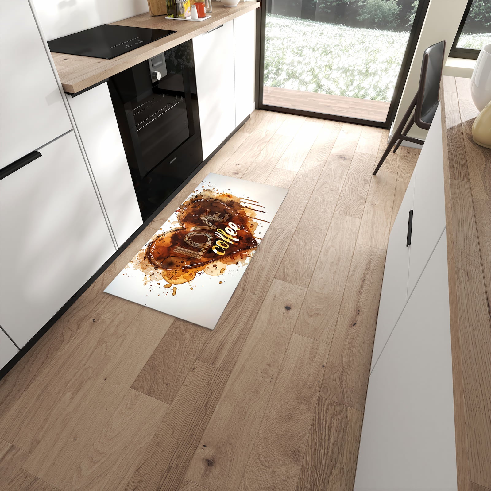 Waschbarer Küchenläufer mit Motiv Kaffeeherz für Ordnung in moderner Küche #grösse_60 x 120 cm