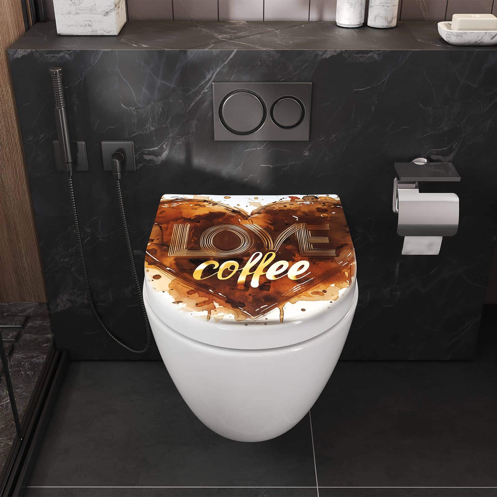 WC-Sitz mit Absenkautomatik Kaffeeherz