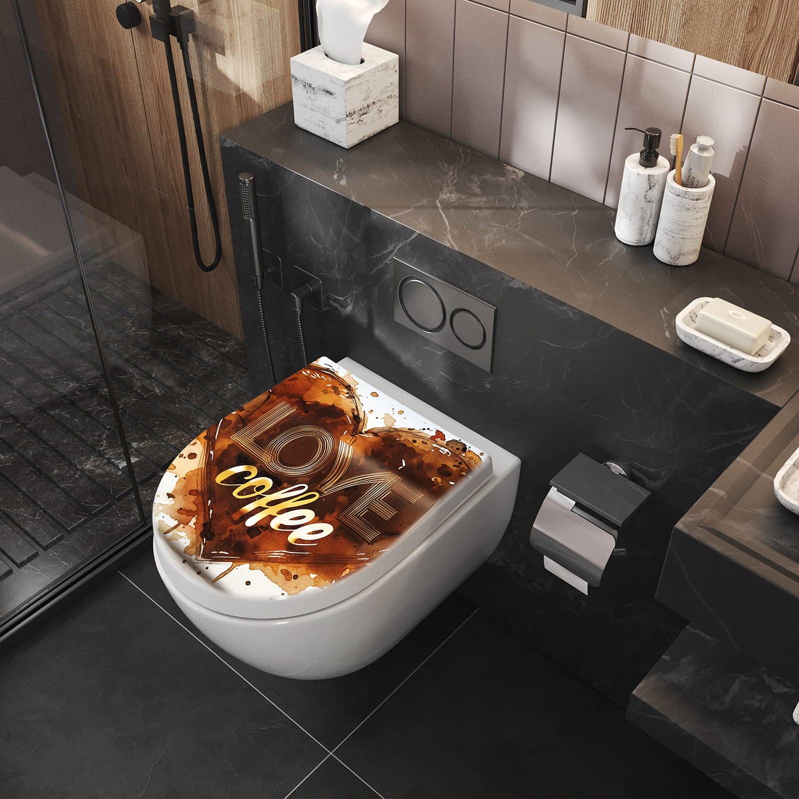 WC-Sitz mit Absenkautomatik Kaffeeherz
