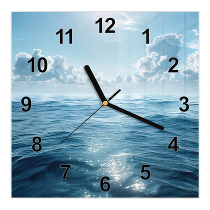 Wanduhr Quadratisch mit dem Motiv Ozean unter Wolken