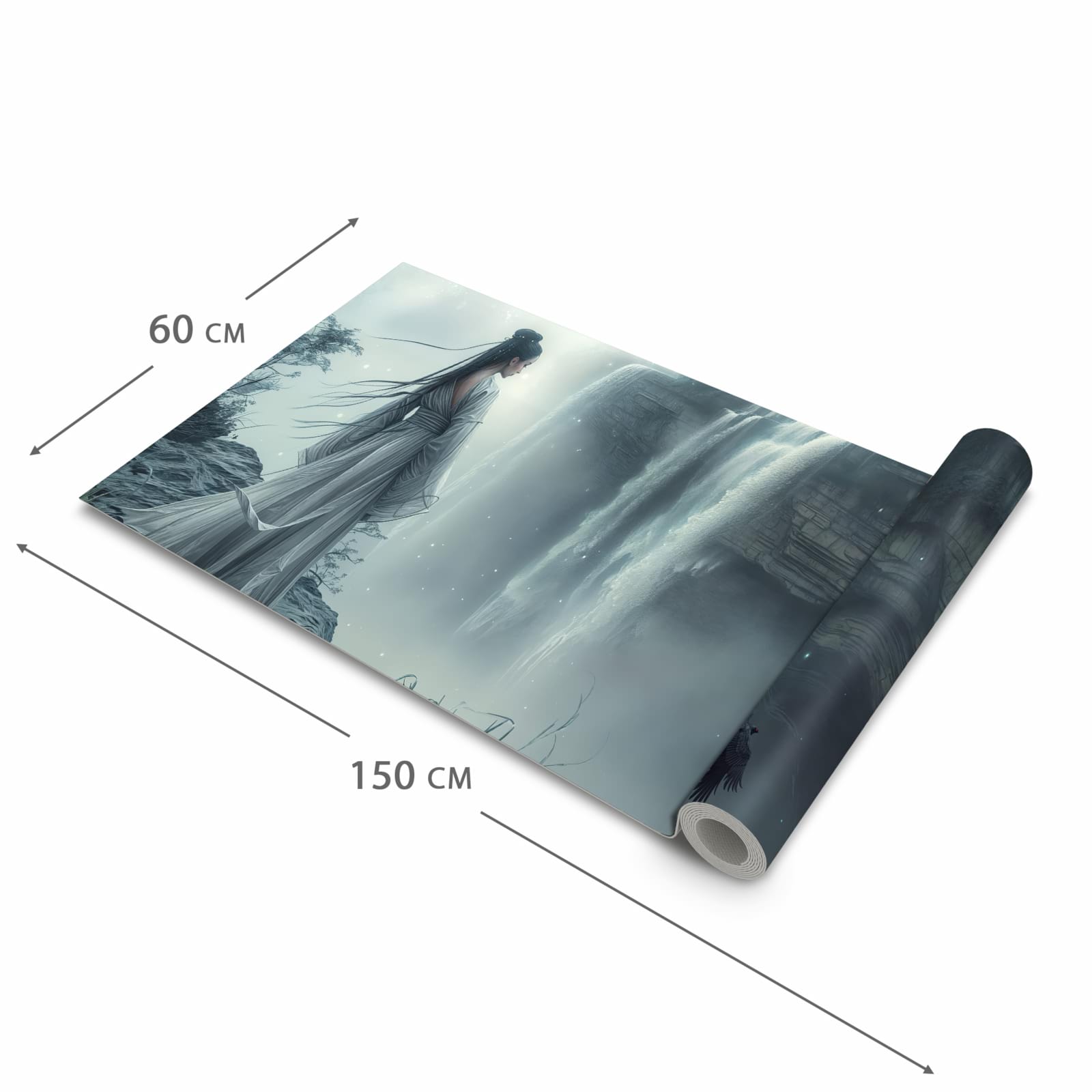 Wasserabweisender Küchenteppich mit Motiv Frau Am Wasserfall in der Größe 80x200 cm