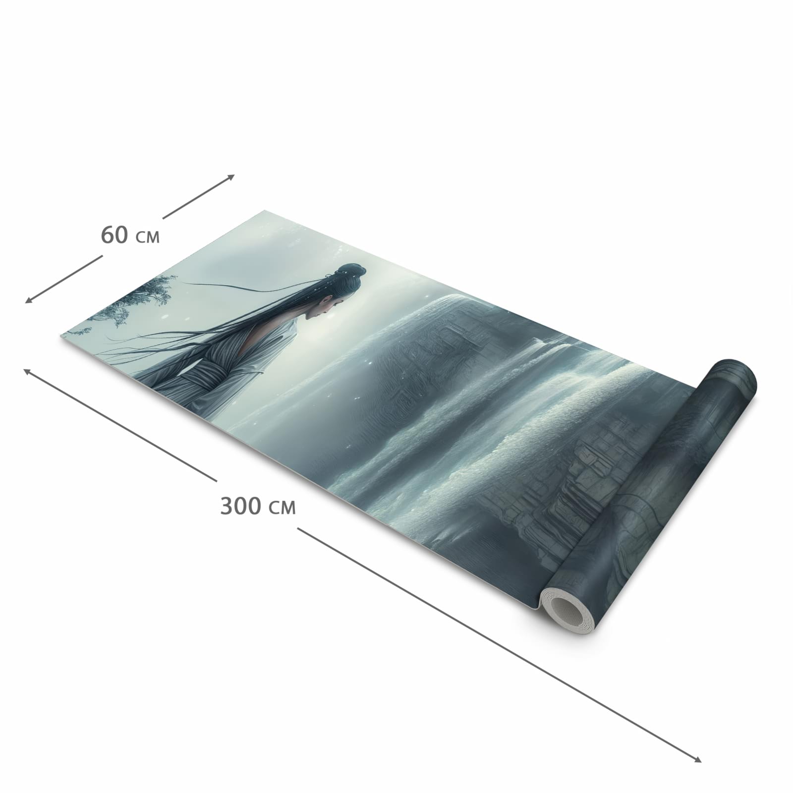 Langlebiger rutschfester Küchenläufer mit Motiv Frau Am Wasserfall in der Grösse 80x200 cm