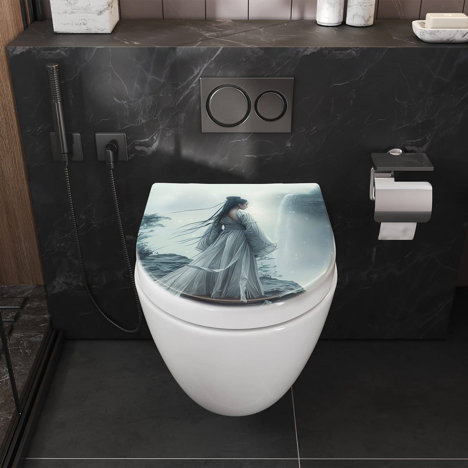 WC-Sitz mit Absenkautomatik Frau Am Wasserfall
