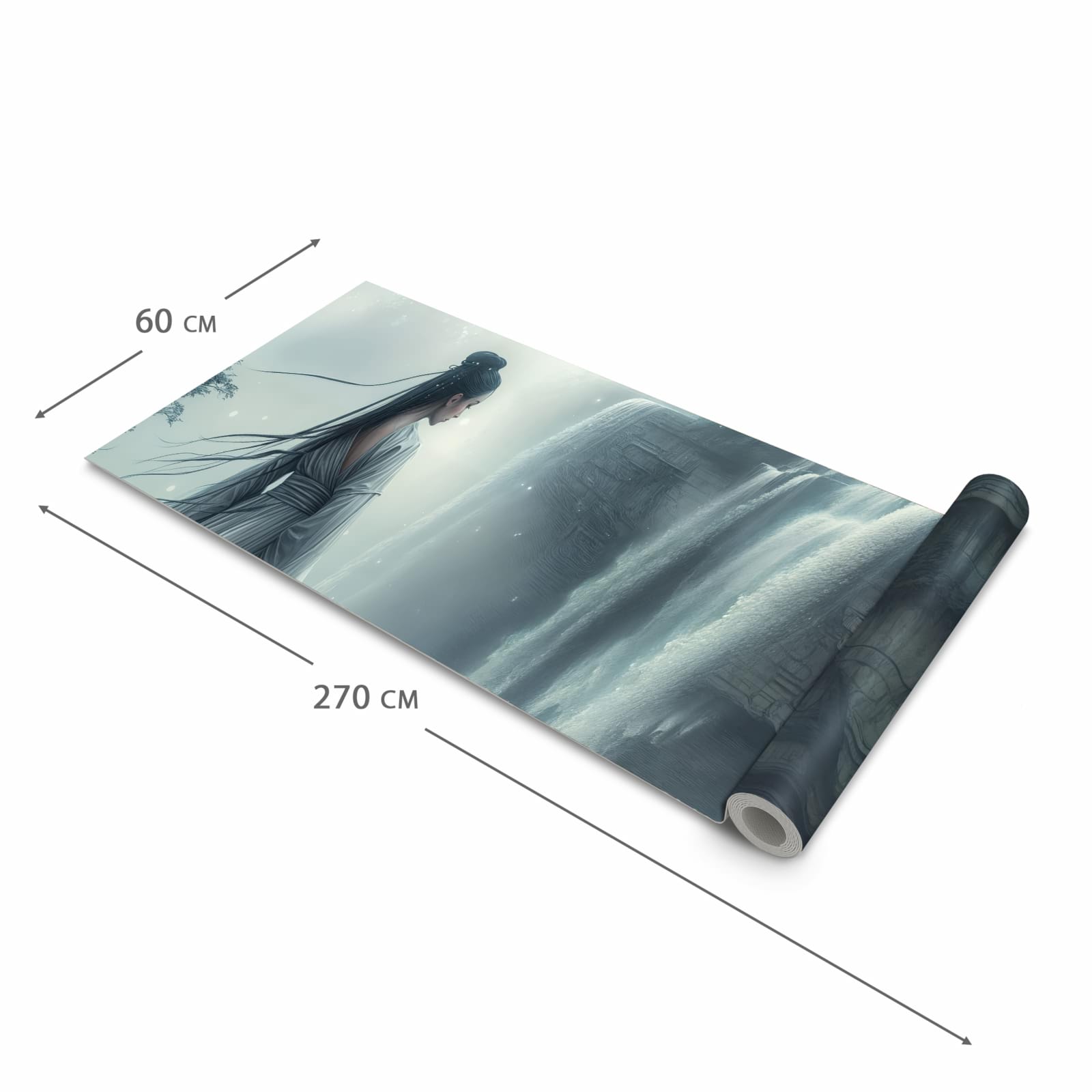 Geruchsneutraler rutschfester Küchenläufer mit Motiv Frau Am Wasserfall in der Grösse 80x200 cm