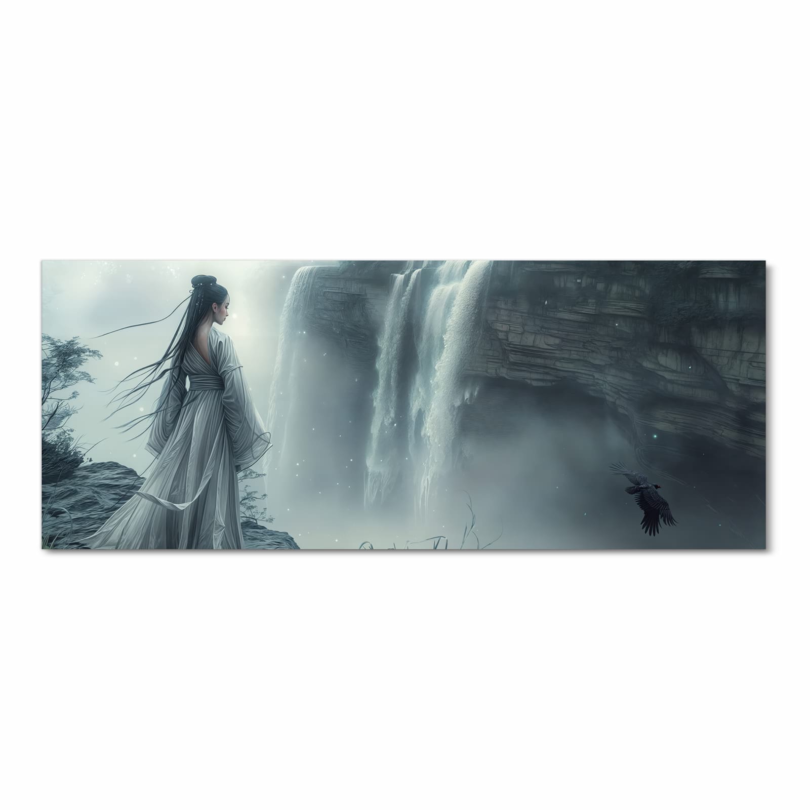 Rutschfester Küchenteppich mit Motiv Frau Am Wasserfall in Frontansicht für Trittkomfort