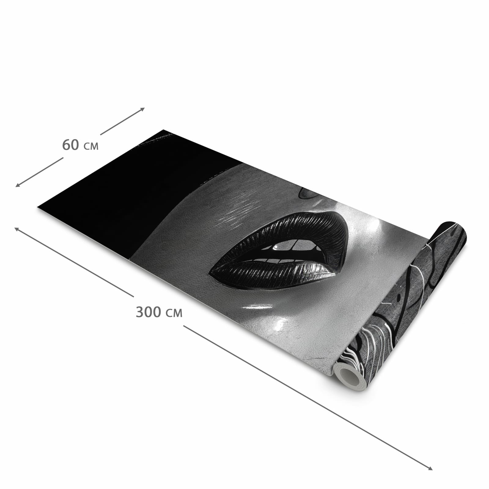 Bodenschonender waschbarer Küchenteppich mit Motiv Schattenporträt in der Grösse 80x200 cm