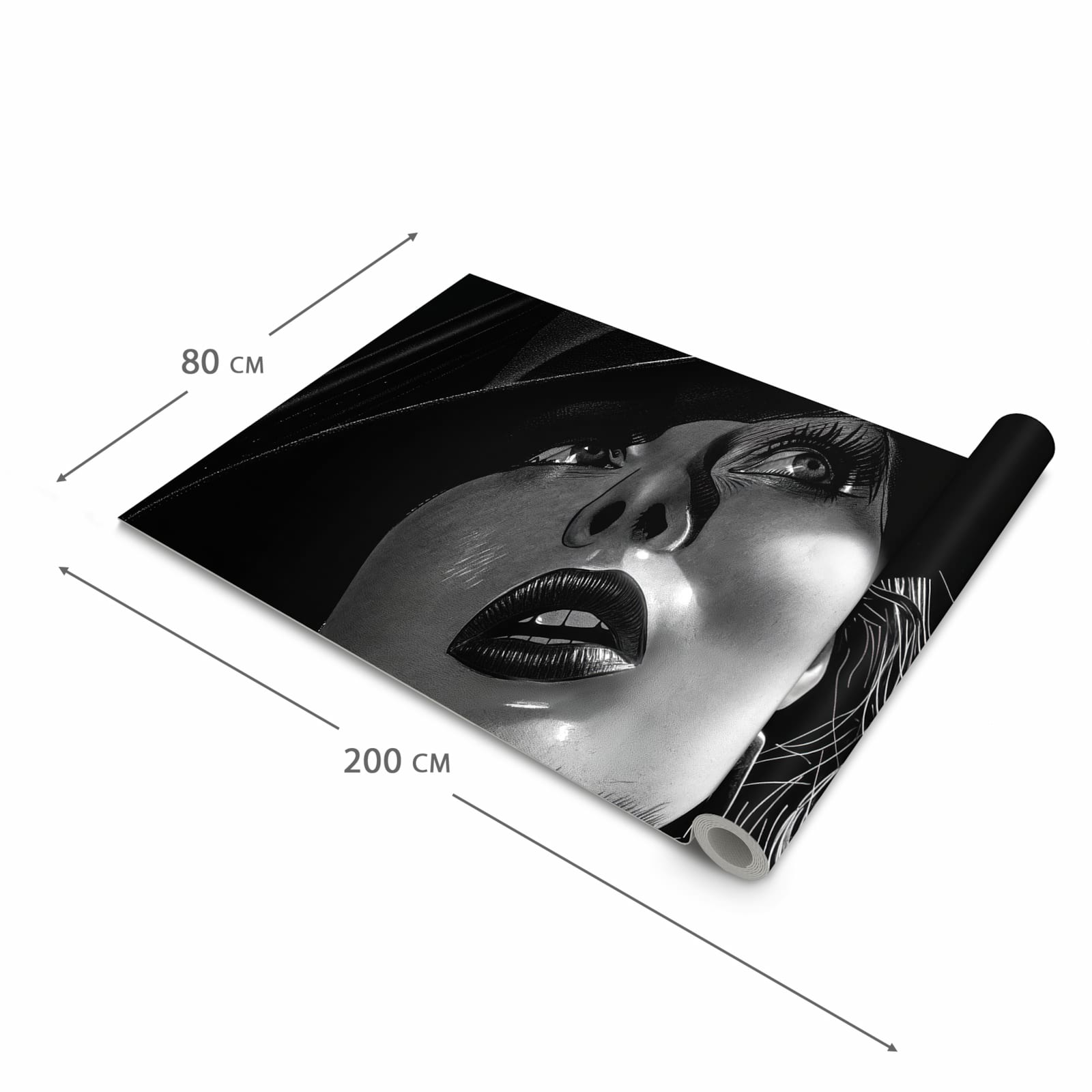 Formstabiler rutschfester Küchenteppich mit Motiv Schattenporträt in der Grösse 80x200 cm