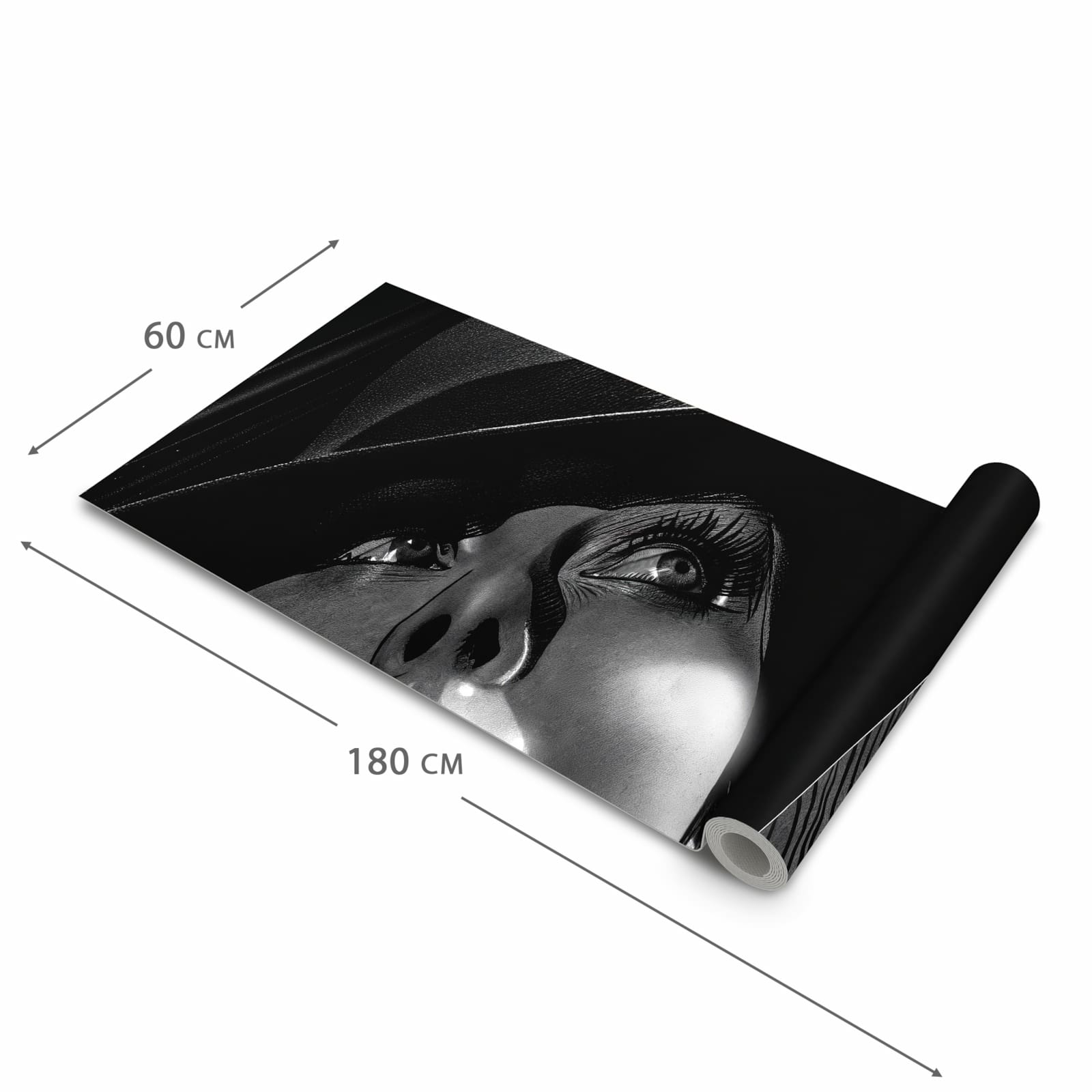 Feuchtigkeitsresistenter Bodenläufer mit Motiv Schattenporträt in der Grösse 80x200 cm