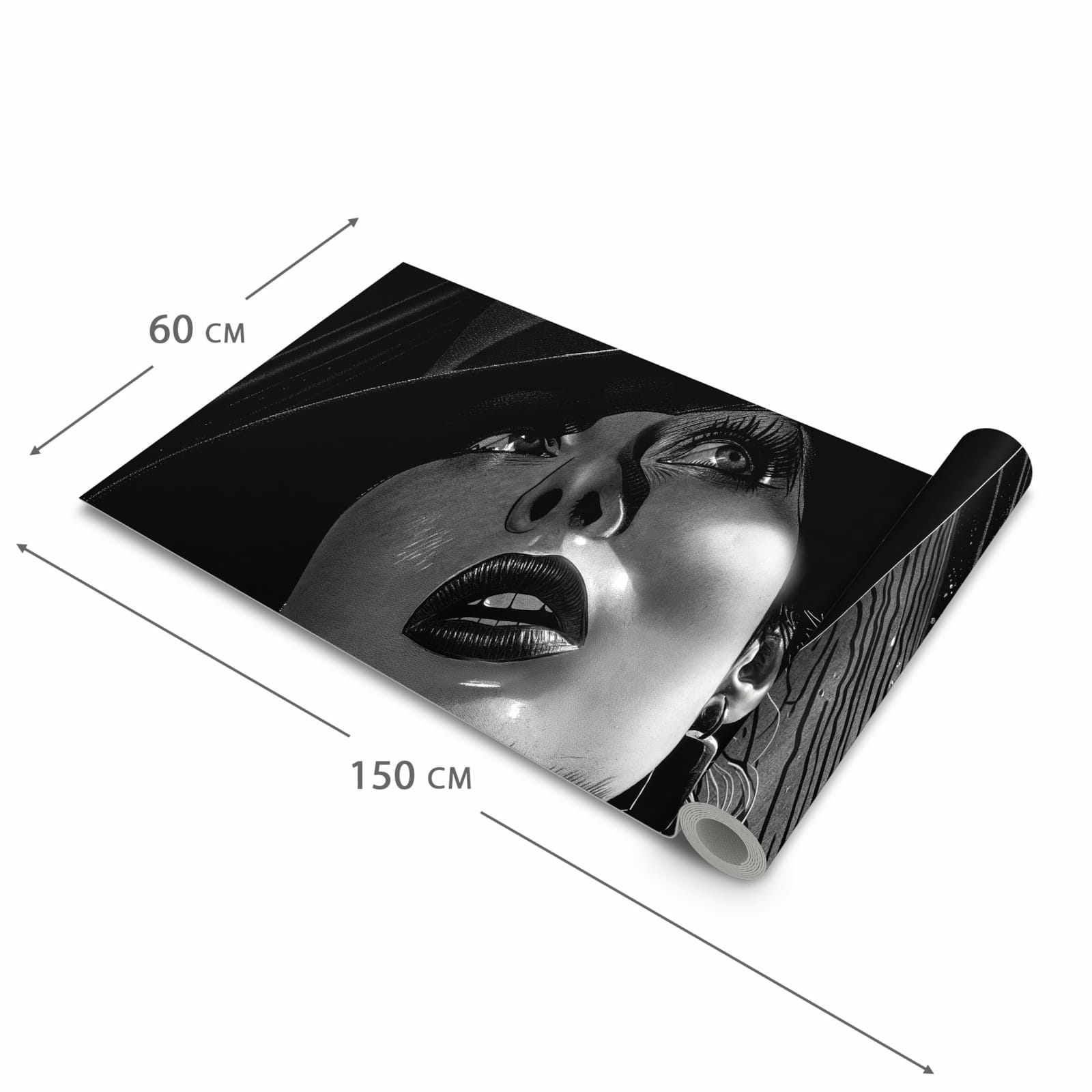 Rutschfester Küchenteppich mit Motiv Schattenporträt in der Grösse 60x90 cm