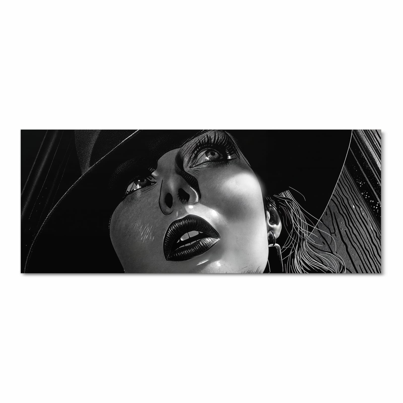 Feuchtigkeitsresistenter dünner Küchenteppich mit Motiv Schattenporträt in Frontansicht